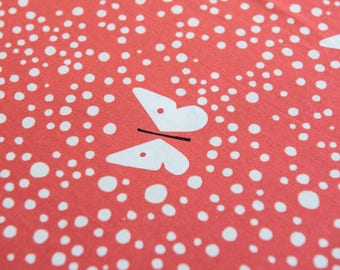 Lizzy House Hello Pilgrim Butterflies in Coral by the 1/2 meter