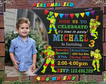 TMNT Teenage Mutant Ninja Turtles Invitation - Printable Birthday Party Invite - Custom Personalized You-Print Digital Photo Car