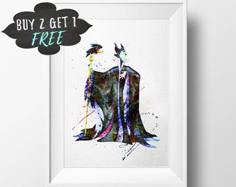 Maleficent Art Print Poster, Disney Villain Wall Art Decor, Printable Instant Download, Maleficent Raven Sleeping Beauty Digital Print