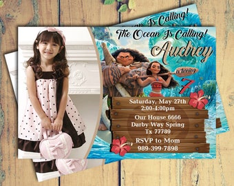 Moana,Moana Invitation,Moana Birthday,Moana Birthday Invitation,Moana Birthday Party,Moana Birthday Invites,Moana Invitation With Photo