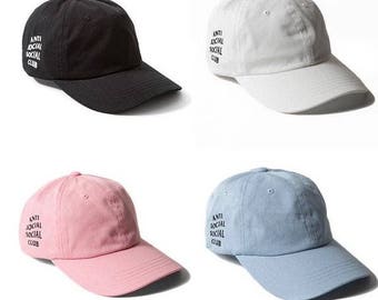 NEW ASSC Anti Social Social Strapback Cap Dad Hat Black White Pink Blue