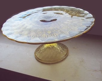 Vintage - 70's glass - cake plate