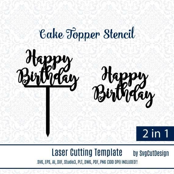 Download Happy Birthday DIY wood coaster stencils cake small topper ...