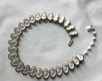 Vintage goldtone and white enamel costume jewelry necklace