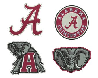 4 Alabama Crimson Tide Emblem Embroidery Design - 5 SIZES