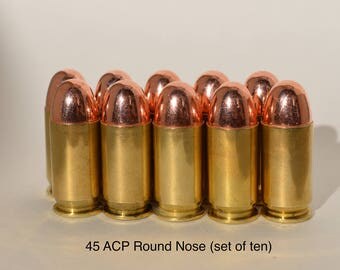 Bullet Jewelry Supplies 45 ACP (set of 10 rounds) Dummy Rounds Replica Pistol Bullet Supply Ammo Art Earrings Keychain Necklace Display