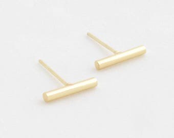 Stud earrings "Bar" gold