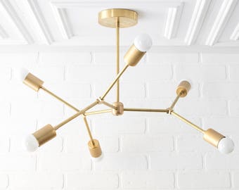Geometric Lamp - Modern Brass Chandelier - Ceiling Fixture - Gold Chandeliers