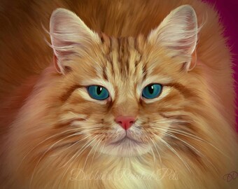 Painted Orange Tabby Cat- 11x14 print