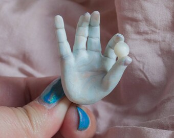 Take the moon - hand brooch/pin made from fimo