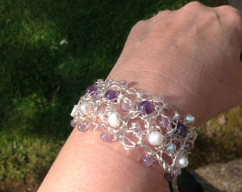 Sterling silver crocheted bracelet