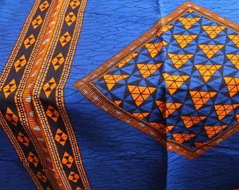 Blue and orange african fabric / Broken plate fabric / African fabric by the yard / African fabric wholesale / African fabrics sale