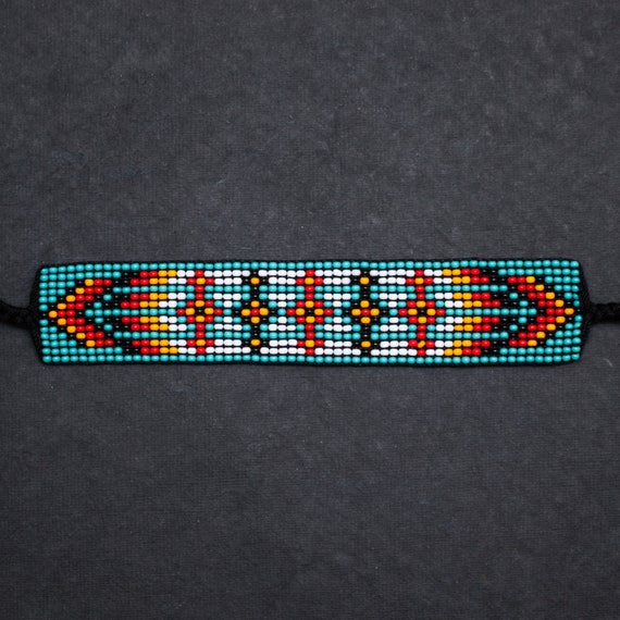 Blue Authentic Native American Beaded Bracelet Algonquin