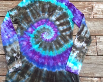 Womens L XL Tie Dye Shirt Long Sleeve Psychadelic Large Tie Dye Extra Large Tie Dye Tee