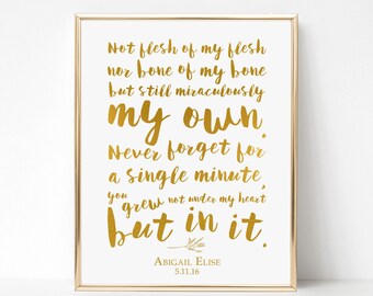 ADOPTION Gift Art Print - Adoption Sign - Not Flesh of My Flesh - Personalize with Child's Name and Adoption Date - Custom Colors