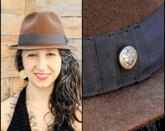 1930s, Trilby Hat, Kentucky Derby Hat, Brown Hat, Derby Hat, Man Vintage Hat, Short Brim Hat, Formal Hat, USA MADE, Jazz Hat, Hipster Hat