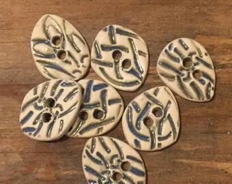 FREE SHIPPING Set of 7 Handmade Ceramic Buttons