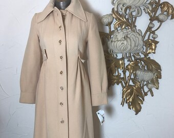 1970s coat cream coat i magnin coat size small camel hair coat vintage coat 32 bust 70s coat winter coat