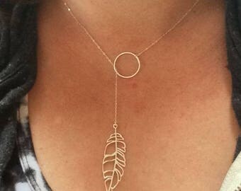 Sterling Silver Leaf Lariat Necklace