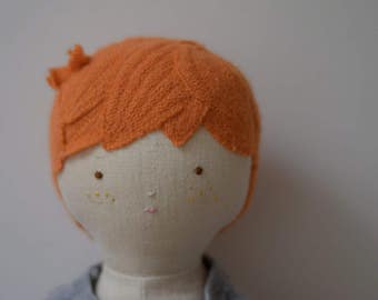 Boy doll fabric rag doll handmade Irish boy multicultural all season outfit upcycled eco toy heirloom OOAK bubynoa Best Friend