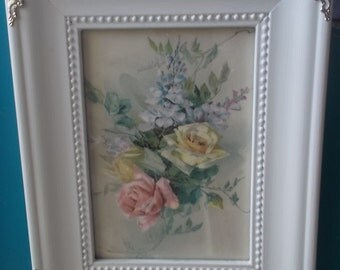 Catherine Klein roses print framed shabby cottage print