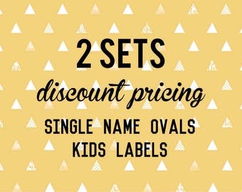 Single Name OVAL Kids Labels - 2 sets of 30 qty - Waterproof for kids