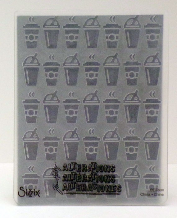 Coffee Cup Embossing Folder...Sizzix Embossing Folder....Tim
