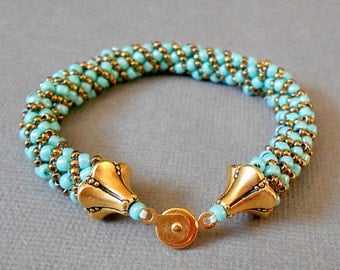 teal seed bead bracelet beaded bracelet bead jewelry gold bracelet boho jewelry native american jewelry gift for her summer bracelet