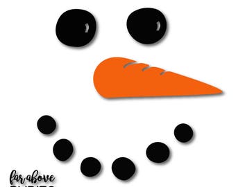 Snowman Face with Carrot Nose SVG, EPS, dxf, png, jpg digital cut file for Silhouette or Cricut - Christmas or Winter Crafts