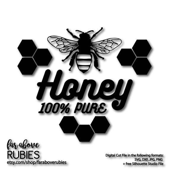 Download Honey 100% Pure Bee with Honeycomb SVG EPS dxf png jpg
