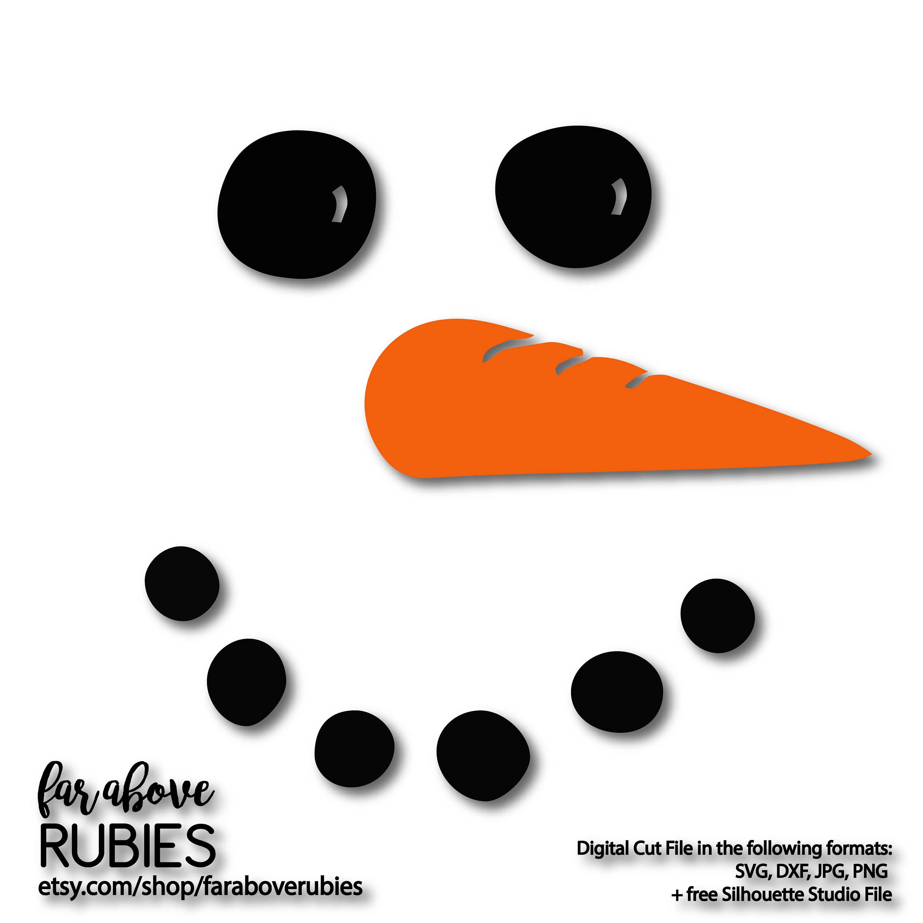 Snowman Face with Carrot Nose SVG EPS dxf png jpg digital