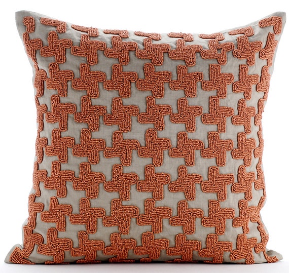 Designer Burnt Orange Throw Pillow Covers 16x16