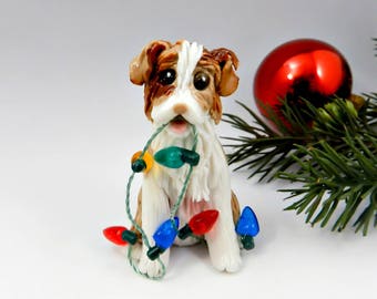 Australian Shepherd Red Merle Christmas Ornament Figurine Porcelain