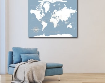 1st Anniversary Gift for Man, Custom World Map Art Print, World Custom Push Pin Map, Custom Push Pin World Map // H-I18-1PS AA4 06P OP18