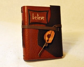 SUMMER SALE: Believe Leather Journal with Recycled Paper-Medium