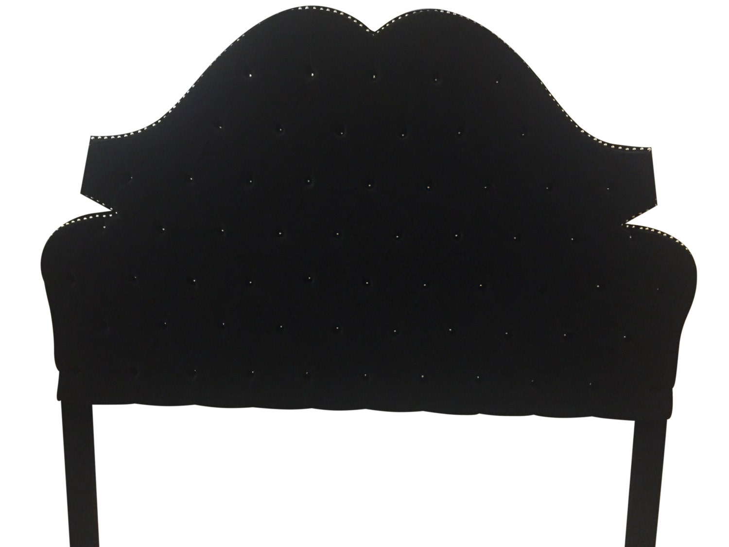 Black Velvet Extra Tall King Size Tufted Headboard with a Row