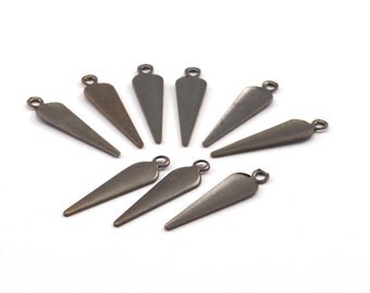 Tiny Spike Charm, 50 Antique Brass Spike Charms Findings (20x5mm) K082