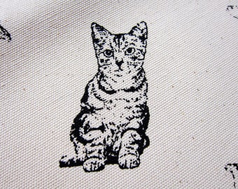 Cat Fabric - Animal Print Fabric - Lightweight Cotton Canvas - Tiger Cats - Half Yard