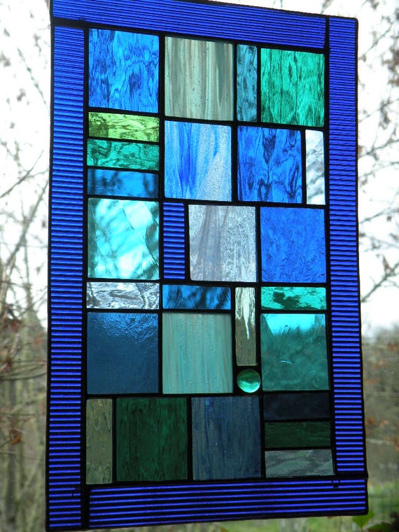 Items Similar To Cobalt Blue Stained Glass Window Panel On