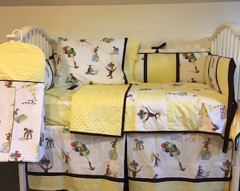 Vintage Classic Curious George Boutique Crib Mini Crib Nursery Toddler Neutral Bedding Set