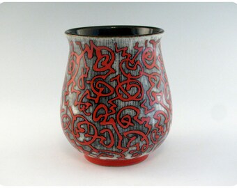 Etched Porcelain Teacup With Calligraphic Design