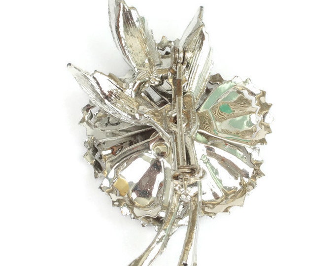 Layered Shiny Flower Pin AB Rhinestone Smaller Brooch Vintage