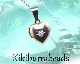 Silver Heart Locket, Tiny Silver Heart Locket Necklace, Dainty Locket, Opening Locket Necklace