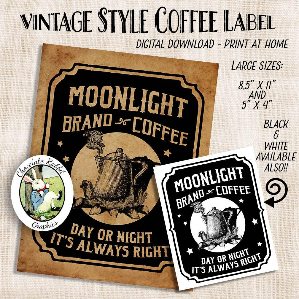 coffee-label-vintage-tag-moonlight-moon-primitive-prim-country