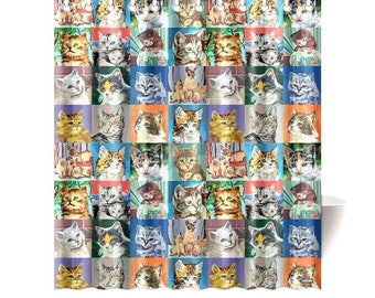 Cat shower curtain | Etsy