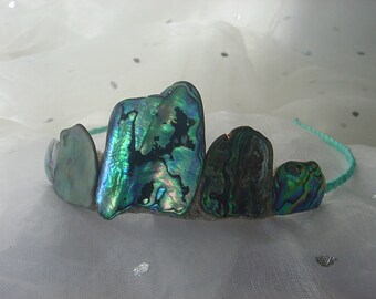 Mermaid Crown Blue Green Abalone Shell for beach wedding, prom, festival, birthday