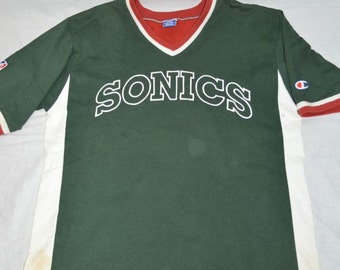 Vintage SEATTLE SUPERSONICS Champion Label Warm-Up Shooting Shirt Sz-L Sonics NBA Basketball T-shirt