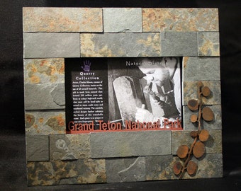 Natural Stone Ledge Frame - Mixed Slate and Patina Rust