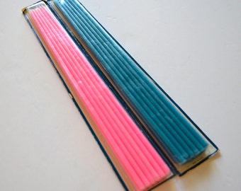 Vintage GURLEY CANDLE Tiny Taper Candles 2 Boxes Pink & Blue 24 Candles Total