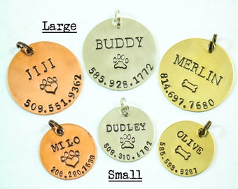 Dog ID Tag • Personalized Pet Tag • Custom Dog Tag • Cat Tag • New Puppy Gift • New Dog Gift • Copper Tag • Silver Pet Tag • Name Number